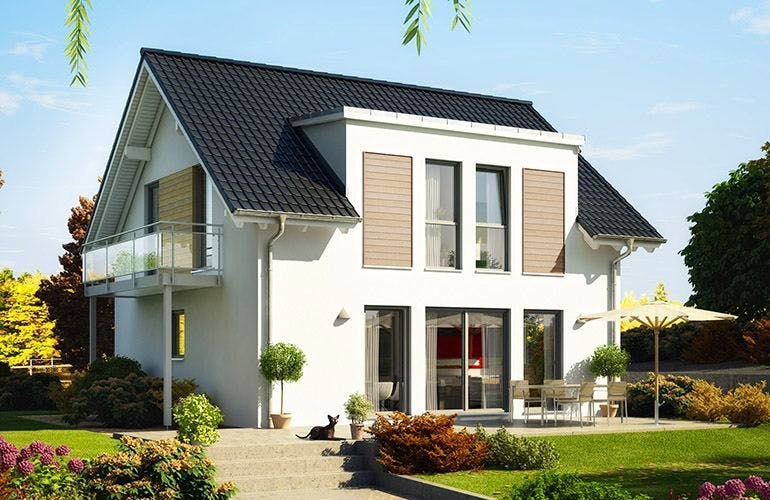 Fertighaus EVOLUTION 124 V2 von Bien-Zenker Schlüsselfertig ab 349093€, Satteldach-Klassiker Außenansicht 1