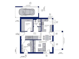 Fertighaus EVOLUTION 136 V5 von Bien-Zenker Schlüsselfertig ab 388019€, Pultdachhaus Grundriss 2