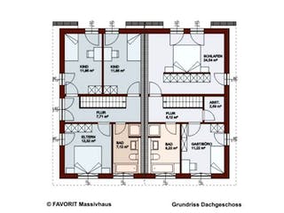 Massivhaus Finesse 104 von FAVORIT Massivhaus (alt) Schlüsselfertig ab 216520€, Grundriss 1