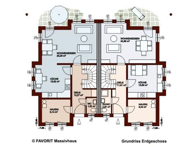 Massivhaus Finesse 120 von FAVORIT Massivhaus Schlüsselfertig ab 319970€, Stadtvilla Grundriss 2