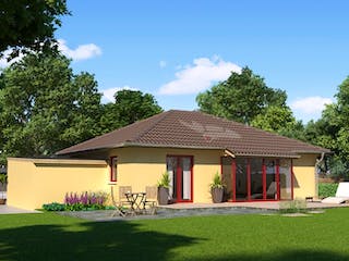 Massivhaus Haus Buche 91 von Baufuchs-Massivhaus Schlüsselfertig ab 171800€, Bungalow Außenansicht 1