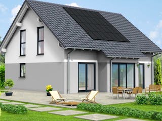 Massivhaus Haus mit Satteldach Variante 23 von Grundsteinhaus Schlüsselfertig ab 197950€, Außenansicht 2