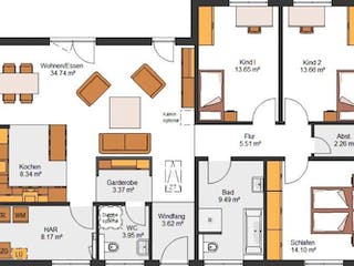 Massivhaus IL-3-122 von Elbe-Haus, Bungalow Grundriss 1