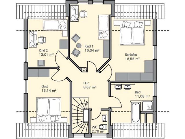 Massivhaus Klinkerhaus Oswald von Zaunmüller Massivhaus,  Grundriss 2
