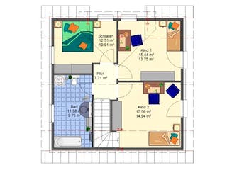 Massivhaus Marion II mit Zwerchgiebel von HSE Massivhaus,  Grundriss 2