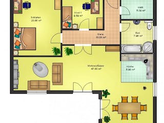 Massivhaus Massivhaus Mainaschaff von Immobilien Atelier Klaus Reuter, Bungalow Grundriss 1
