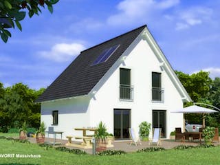 Massivhaus Noblesse 113 von FAVORIT Massivhaus Schlüsselfertig ab 275690€, Satteldach-Klassiker Außenansicht 1