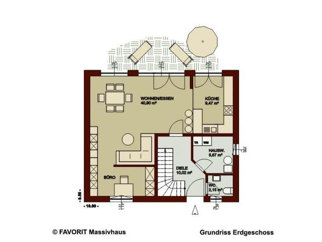 Massivhaus Noblesse 126 von FAVORIT Massivhaus (alt) Schlüsselfertig ab 222820€,  Grundriss 1