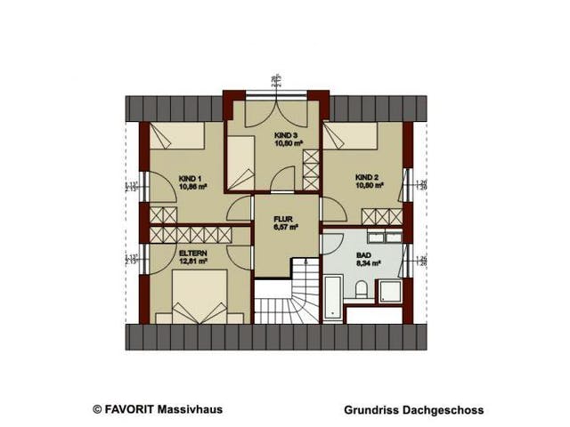 Massivhaus Noblesse 128 (inactive) von FAVORIT Massivhaus Schlüsselfertig ab 246620€,  Grundriss 2