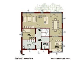 Massivhaus Noblesse 174 von FAVORIT Massivhaus Schlüsselfertig ab 438310€, Satteldach-Klassiker Grundriss 2