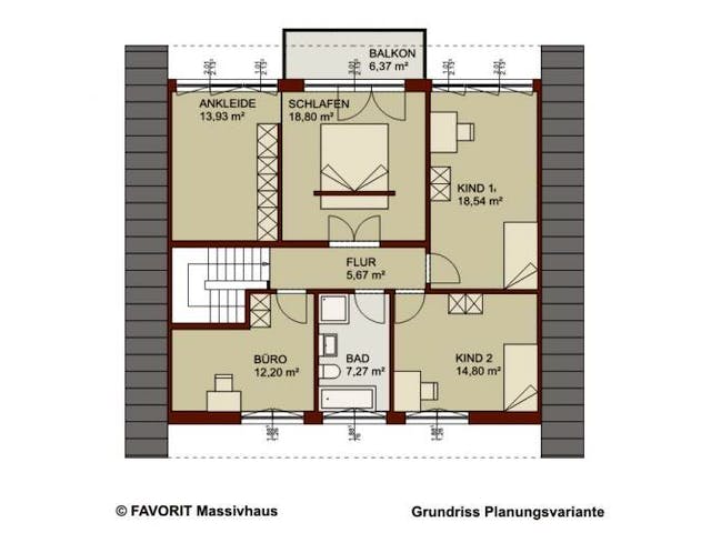 Massivhaus Noblesse 195 (inactive) von FAVORIT Massivhaus Schlüsselfertig ab 332880€,  Grundriss 1