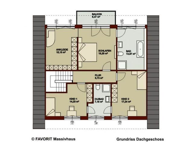 Massivhaus Noblesse 195 (inactive) von FAVORIT Massivhaus Schlüsselfertig ab 332880€,  Grundriss 3