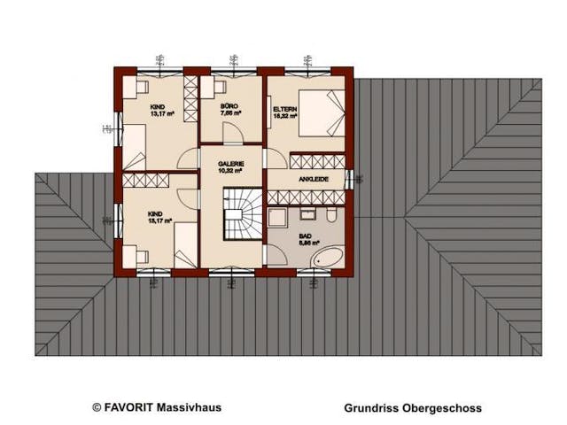 Massivhaus Premium 165-71 (inactive) von FAVORIT Massivhaus Schlüsselfertig ab 480840€, Stadtvilla Grundriss 1
