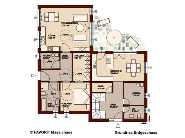 Massivhaus Premium 171-78 (inactive) von FAVORIT Massivhaus Schlüsselfertig ab 465370€, Cubushaus Grundriss 2