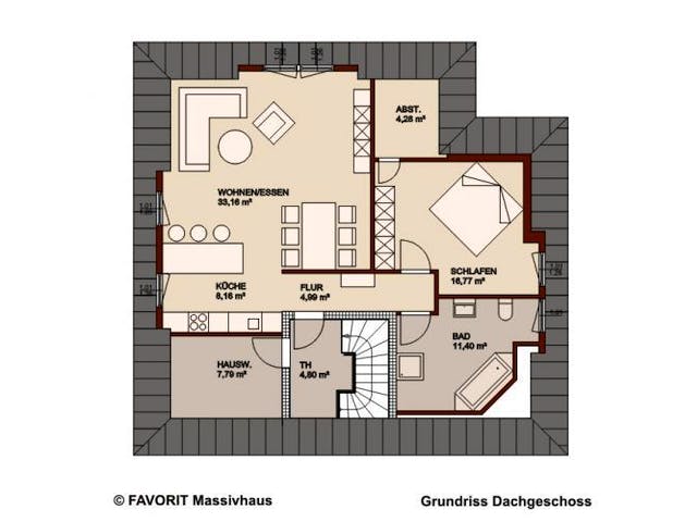 Massivhaus Premium 88-78 (inactive) von FAVORIT Massivhaus Schlüsselfertig ab 321310€, Bungalow Grundriss 2