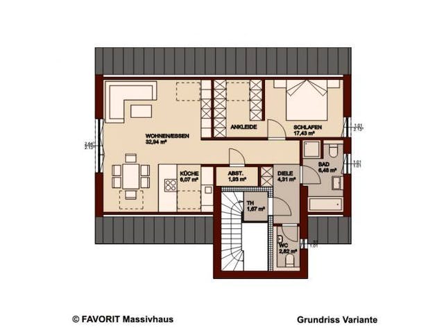 Massivhaus Premium 91/102 von FAVORIT Massivhaus Schlüsselfertig ab 617820€, Satteldach-Klassiker Grundriss 3