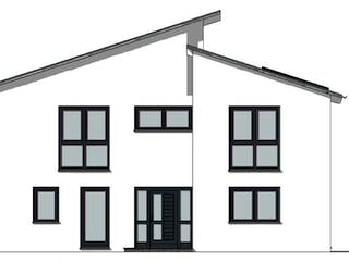 Massivhaus Pultdach Version 7 von Grundsteinhaus Schlüsselfertig ab 311300€, Stadtvilla Außenansicht 3
