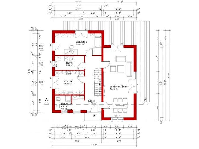Massivhaus Pultdach Version 7 von Grundsteinhaus Schlüsselfertig ab 311300€, Stadtvilla Grundriss 2