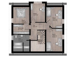 Massivhaus Satteldach Haus Niederbieber 90-068 von Econ Das Haus, Grundriss 2