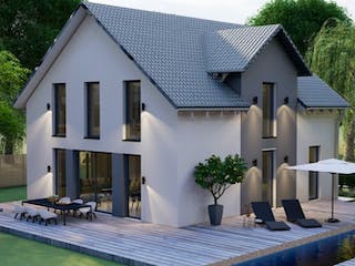 Massivhaus Satteldach Haus Niederwambach 90-069 von Econ Das Haus, Außenansicht 1