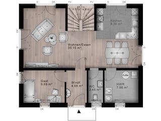 Massivhaus Satteldach Haus Oberlahr 70-035 von Econ Das Haus, Grundriss 1