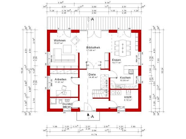 Massivhaus Satteldachhaus Version 144 von Grundsteinhaus Schlüsselfertig ab 279000€,  Grundriss 2