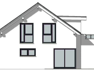Massivhaus Satteldachhaus Version 344 von Grundsteinhaus Schlüsselfertig ab 197100€,  Außenansicht 4