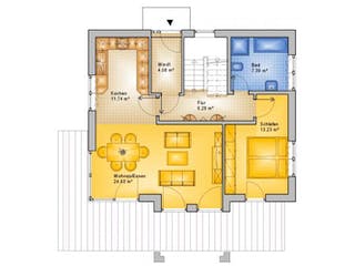 Massivhaus Satteldachhaus Version 344 von Grundsteinhaus Schlüsselfertig ab 197100€,  Grundriss 1