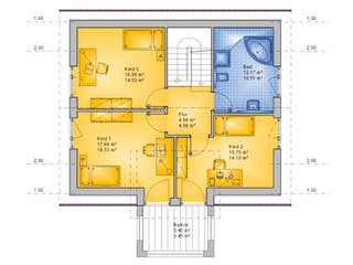 Massivhaus Satteldachhaus Version 344 von Grundsteinhaus Schlüsselfertig ab 197100€,  Grundriss 2