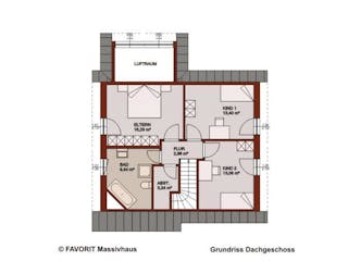 Massivhaus Select 129 von FAVORIT Massivhaus Schlüsselfertig ab 331080€, Satteldach-Klassiker Grundriss 2