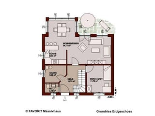 Massivhaus Select 129 von FAVORIT Massivhaus Schlüsselfertig ab 331080€, Satteldach-Klassiker Grundriss 2