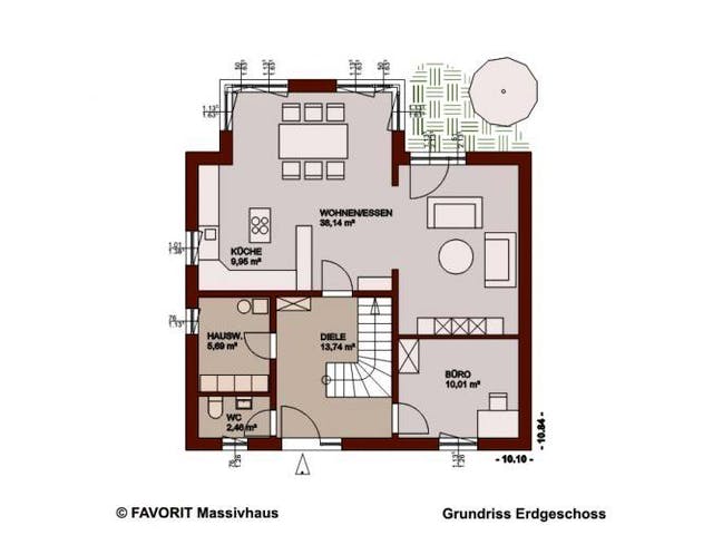 Massivhaus Select 154 von FAVORIT Massivhaus Schlüsselfertig ab 349490€, Satteldach-Klassiker Grundriss 2