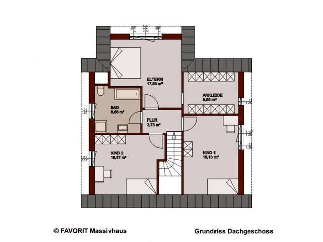 Massivhaus Select 154 von FAVORIT Massivhaus Schlüsselfertig ab 349490€, Satteldach-Klassiker Grundriss 1