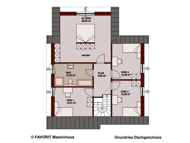 Massivhaus Select 168 (inactive) von FAVORIT Massivhaus Schlüsselfertig ab 267320€,  Grundriss 2