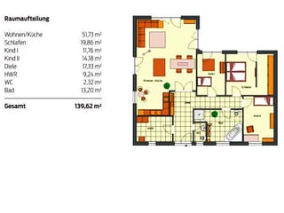 Massivhaus SL Bungalow 140 von SL Bau, Bungalow Grundriss 1