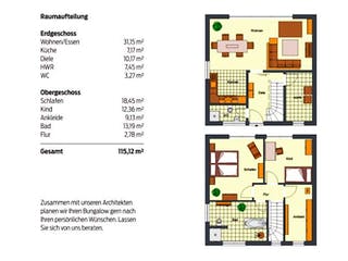 Massivhaus SL Stadtvilla 115 von SL Bau, Stadtvilla Grundriss 1
