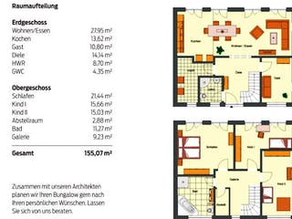 Massivhaus SL Stadtvilla 155 von SL Bau, Stadtvilla Grundriss 1