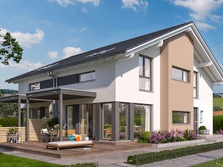 Fertighaus SOLUTION 117 L V3 von Living Fertighaus Schlüsselfertig ab 308403€, Cubushaus Außenansicht 1