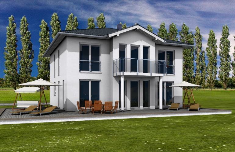 Massivhaus Stadtvilla Bad Soden von Immobilien Atelier Klaus Reuter, Stadtvilla Außenansicht 1