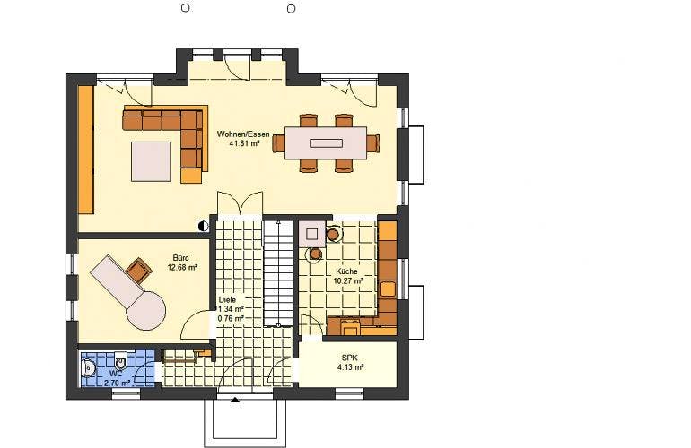 Massivhaus Stadtvilla Bad Soden von Immobilien Atelier Klaus Reuter, Stadtvilla Grundriss 1
