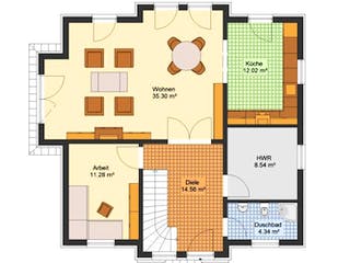 Massivhaus Stadtvilla BOLOGNA von Aktuell Bau, Stadtvilla Grundriss 1