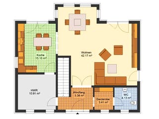 Massivhaus Stadtvilla PANKOW von Aktuell Bau, Stadtvilla Grundriss 1