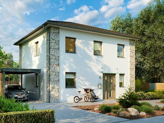Massivhaus Stadtvilla Potsdam von HELMA MASSIVHAUS Schlüsselfertig ab 309050€, Stadtvilla Außenansicht 2