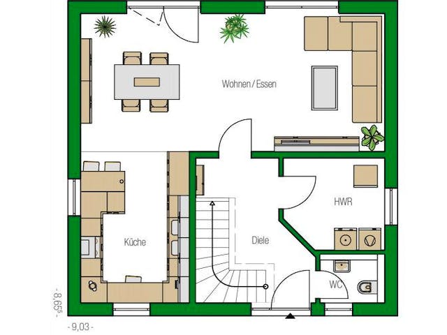 Massivhaus Stadtvilla Potsdam von HELMA MASSIVHAUS Schlüsselfertig ab 309050€, Stadtvilla Grundriss 2