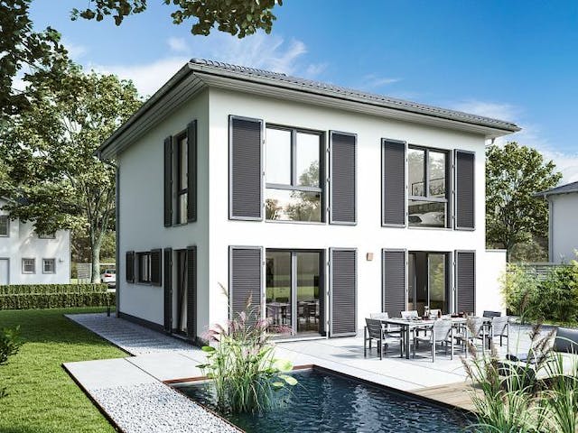 Massivhaus STADTVILLA PURA von Kern-Haus Chemnitz Schlüsselfertig ab 326900€, Stadtvilla Außenansicht 1