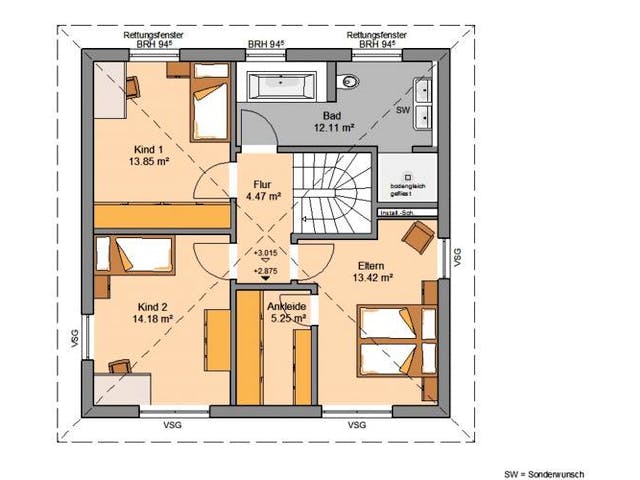 Massivhaus STADTVILLA PURA von Kern-Haus Chemnitz Schlüsselfertig ab 326900€, Stadtvilla Grundriss 1