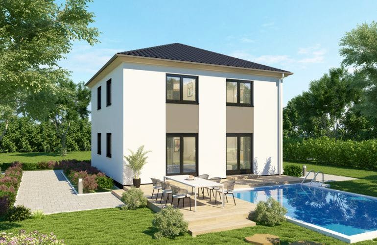 Massivhaus Stadtvilla SV125 Basis von Baudirekt, Stadtvilla Außenansicht 1