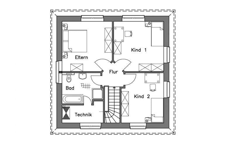 Massivhaus Stadtvilla SV125 Basis von Baudirekt, Stadtvilla Grundriss 1