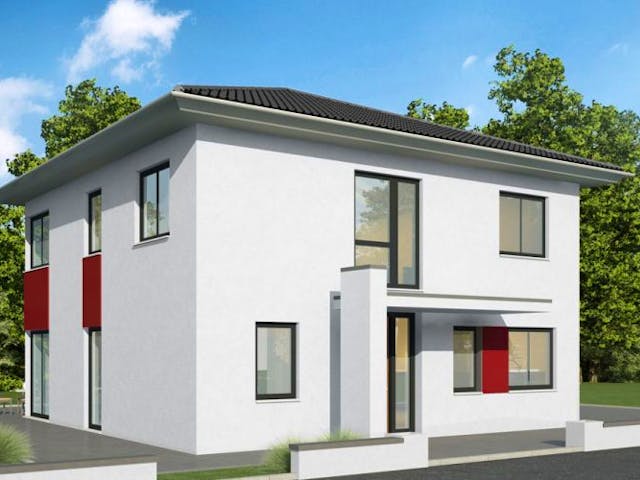 Massivhaus Stadtvilla SV140 Variante T von Baudirekt, Stadtvilla Außenansicht 1 Massivhaus Stadtvilla SV140 Variante T von Baudirekt, Stadtvilla Außenansicht 1