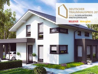 Fertighaus SUNSHINE 143 Mülheim-Kärlich von Living Fertighaus, Satteldach-Klassiker Außenansicht 1